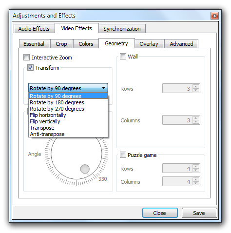 VLC player Rotate video