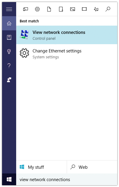 Windows 10 Network Connections and Status