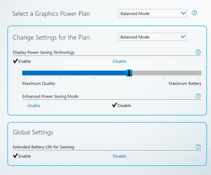 intel graphics and media control panel adaptive brightness