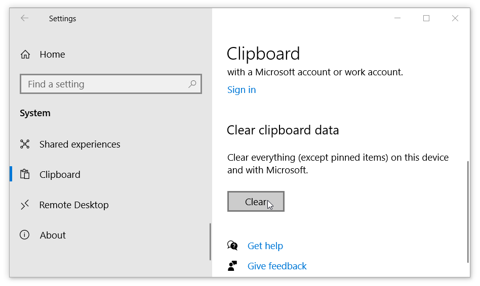 open clipboard history