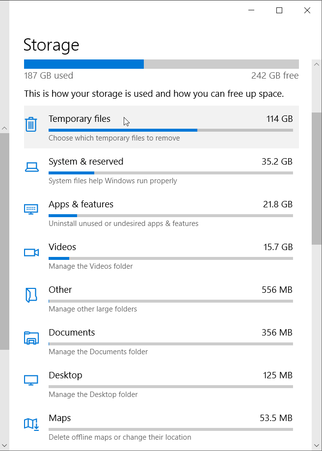 Disk Cleanup in Windows 10