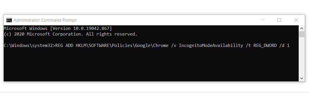 disable google chrome incognito