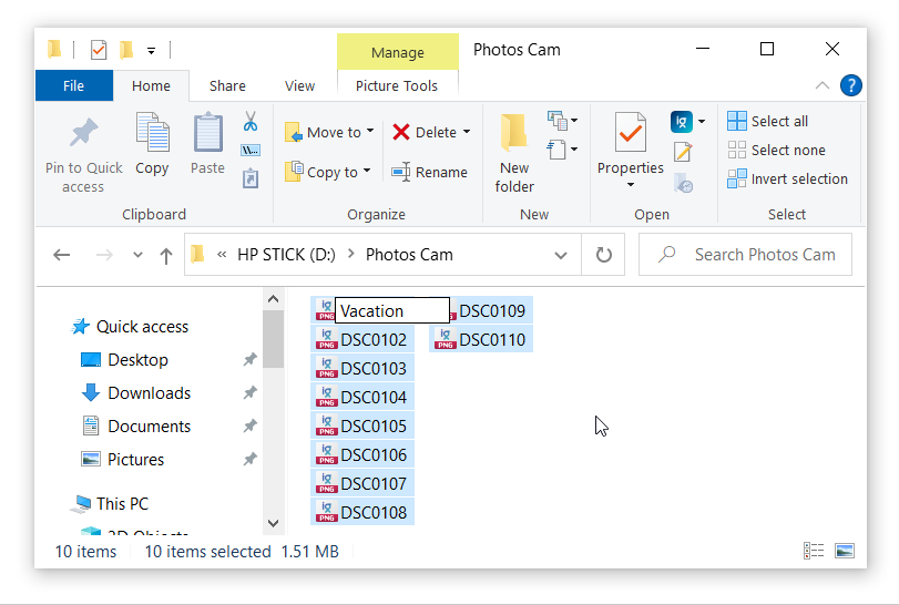 rename multiple files in windows 10