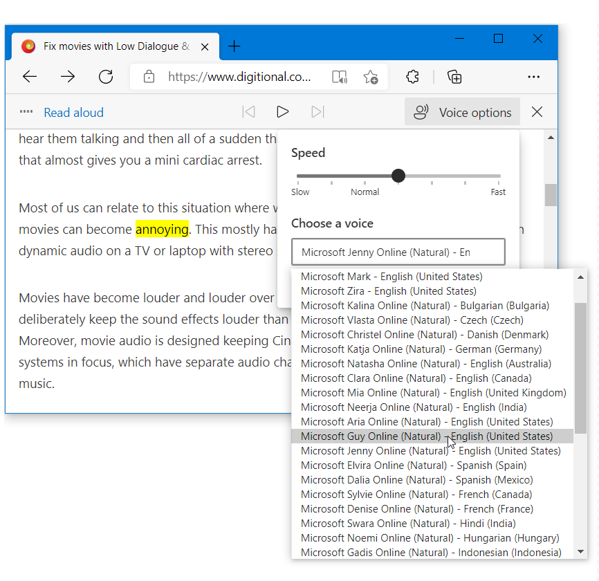 Enable Read Aloud or Text-to-Speech in Microsoft Edge – Digitional