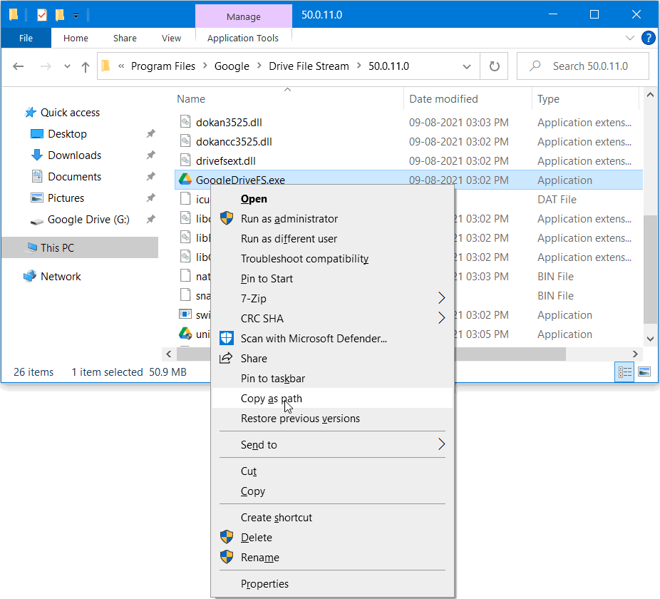 google drive windows 10 file explorer