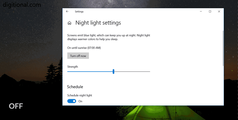 How to Reduce Blue Light using Night Light in Windows 10 - Digitional