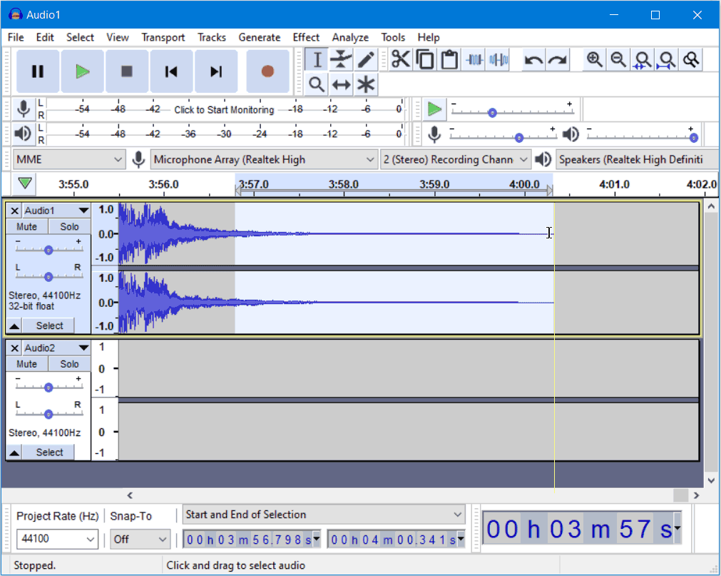 Combining MP3 files using Audacity in Windows 10