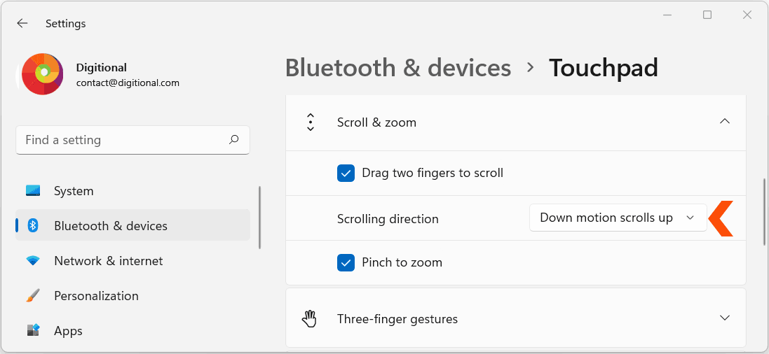 Reverse the Scroll Direction of the Mouse & Touchpad in Windows 11