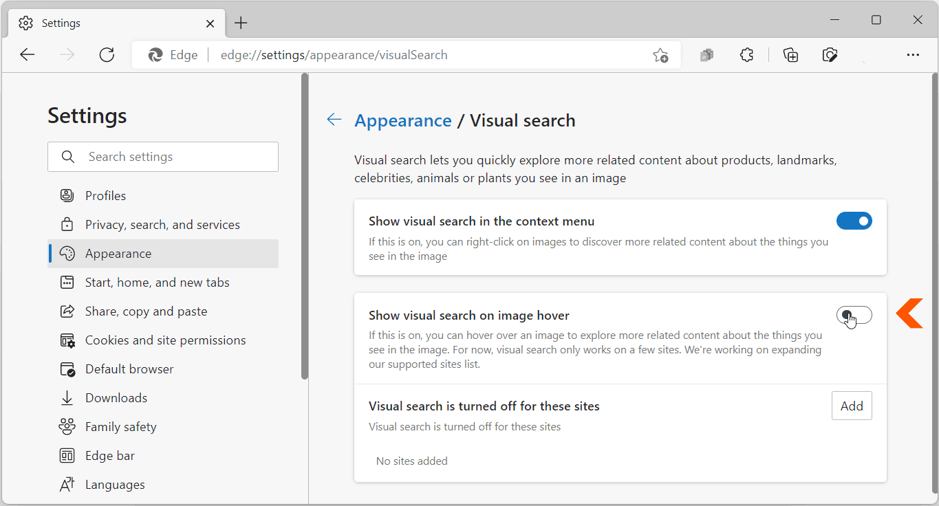 How To Enable Disable The Visual Search Icon In Edge Digitional