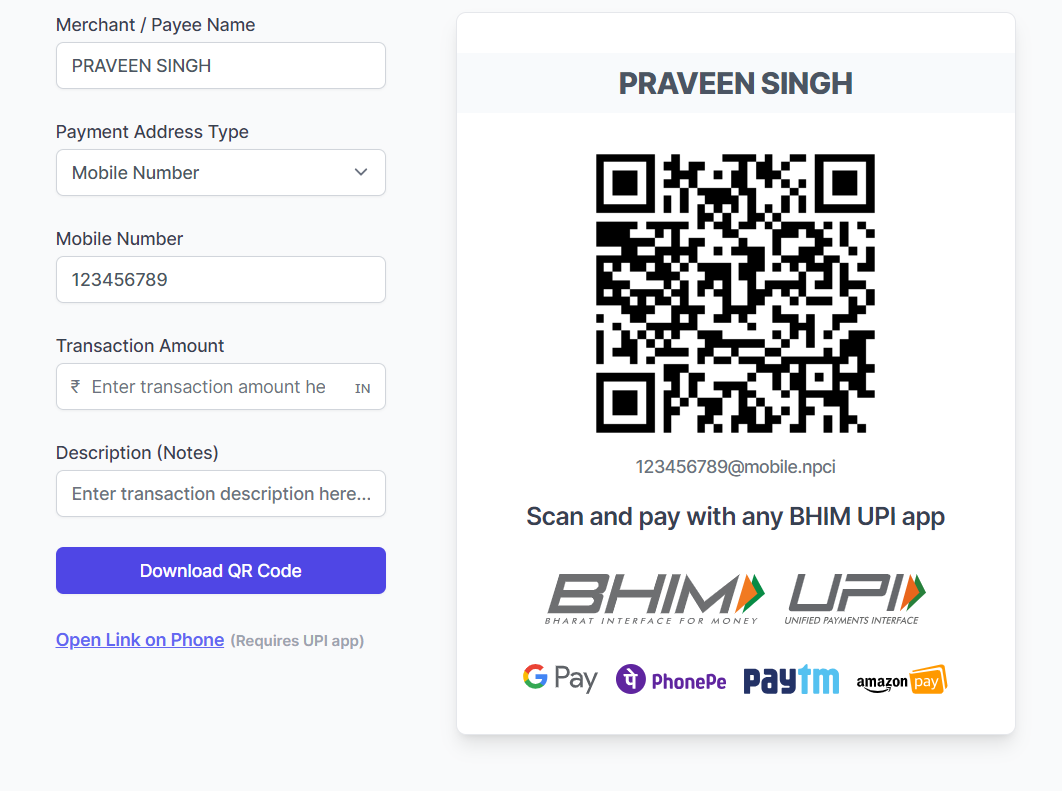 Create & Print a Custom UPI QR Code for Any Amount – Digitional